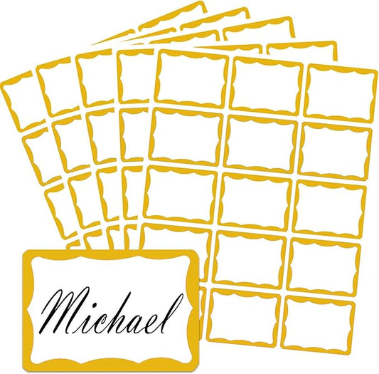 405 Pcs Gold Name Tag Stickers, 2"x 3" Adhesive Sticky Name Tags Sticker Name Badges Labels for School, Classroom, Reunion, Office, Home, Party