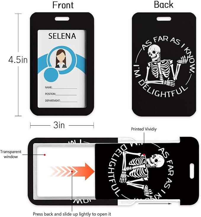 ID Badge Holder with Breakaway Lanyard, Lanyards for ID Badges Name Tags ID Card Holder, Cute Badge Reel Badge Clip Retractable, Women Teacher Nurse Office Gift, Funny Xray Skeleton Skull Design