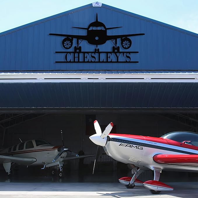 Personalized Metal Airplane Wall Art, Airplane Name Sign, Customized Pilot Name Sign, Airplane Hangar Sign Decor, Aviation Home Office Decor, Large Outdoor Decor, Pilot Gifts, Aircraft Lovers Gift