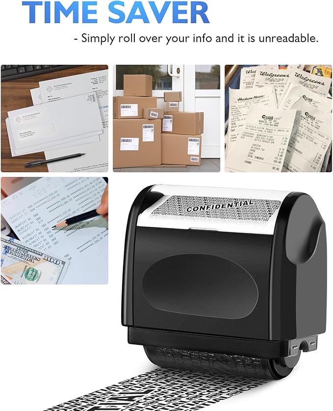 Identity Theft Protection Roller Stamp - Confidential Roller Stamp for Identity Protection & Security Stamp- Blocks Out Privacy Information, Guard Your Address & ID (3 Pack)