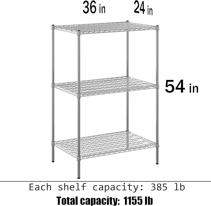 Regal Altair 24" Deep x 36" Wide x 54" Height Wire Shelving Kit | 3-Tier | NSF Commercial Storage Rack Unit