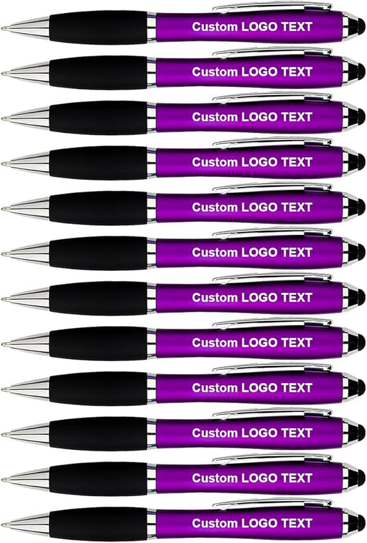 HEYZARDA Personalized Pens with Name Text Icon Logo Engraved for Business Office Custom Ballpoint Pen 50 100 Pcs Optional, Purple