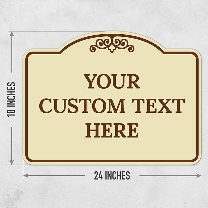 Custom Decorative Sign, Personalized Metal Sign for Business, Driveway, Home, Airbnb, Office Door Plaque, Brown Border Sign, 18x24 Inches, ACM, Fade Resistant, Made in USA by Sigo Signs
