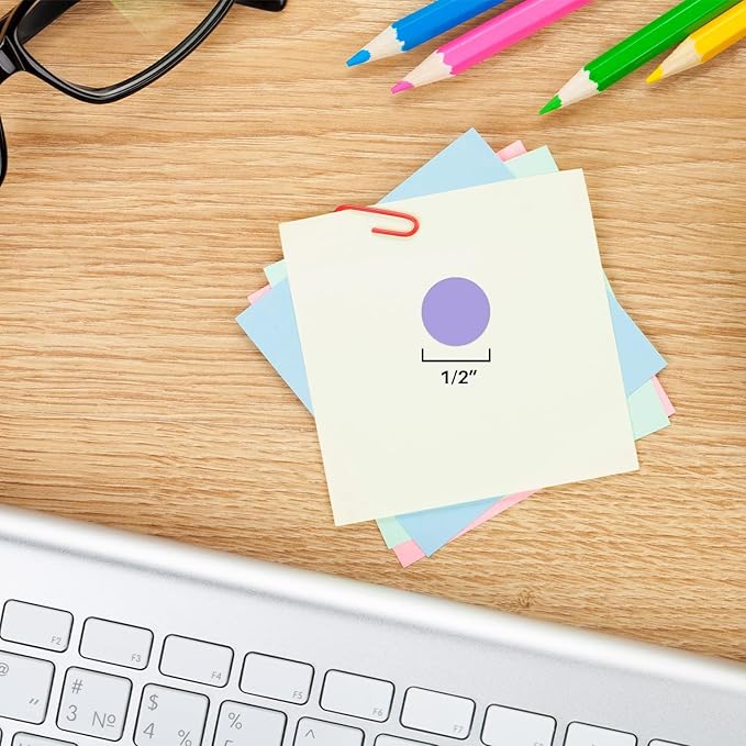 ChromaLabel 0.50 Inch Round Label Removable Color Code Dot Stickers, 1000 Labels per Dispenser Box, Lavender