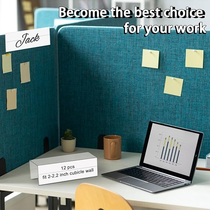 SHIQIKEJIPTY Cubicle Name Plate Sign Holder - Double Sided Nameplates for Walls - 2X8 PET Material Changeable Cubicle Name Plate Holder for School Office (2)
