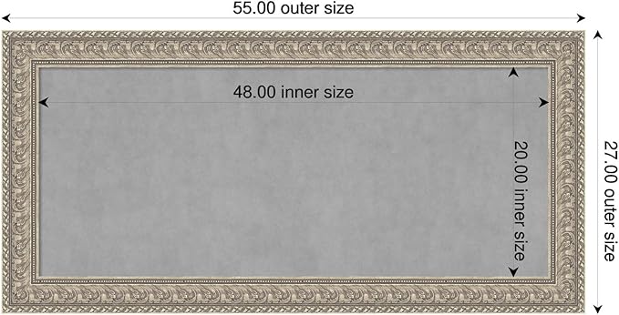 Amanti Art Silver Framed Magnetic Board 27x55 Oversize Vision Board for use with Magnets, 100% Metal Sheet to Display Items as Office Decor or for Home Organization in mudroom, Kitchen or Kids Room