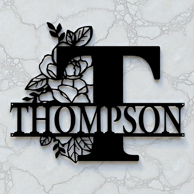 Custom Metal Signs | Personalized Monogram Name Sign | Outdoor Wall Art for Family Name | Custom Name Metal Sign, Last Name, Anniversary, Wedding Gifts for Women, Wife, Parents, couple (6'') (Design 3)