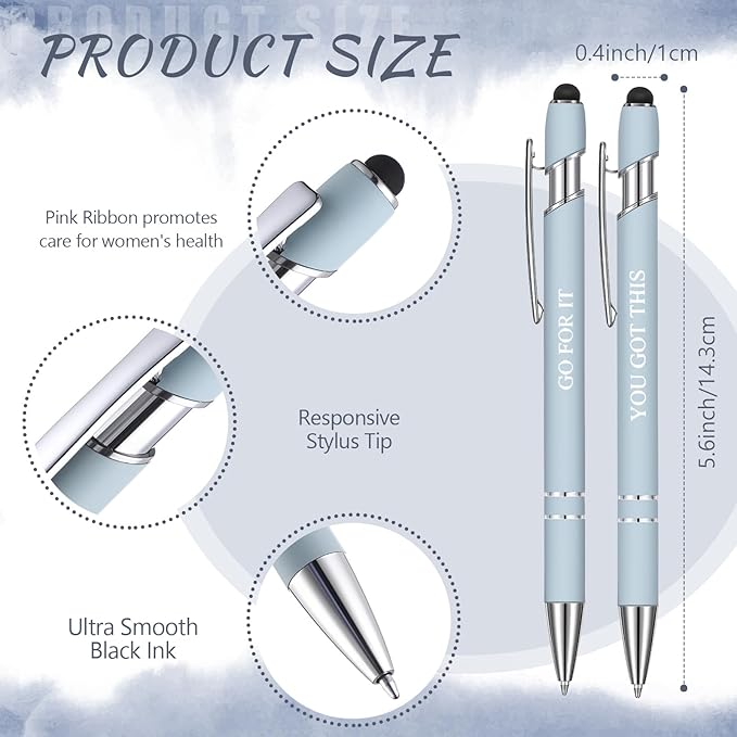 Zonon 12 Pcs Inspirational Pens Bulk Funny Ballpoint Pen with Stylus Tip Motivational Gifts for Valentine's Day Teacher Coworkers Nurse School Office Supplies(Morandi,Boss Lady)
