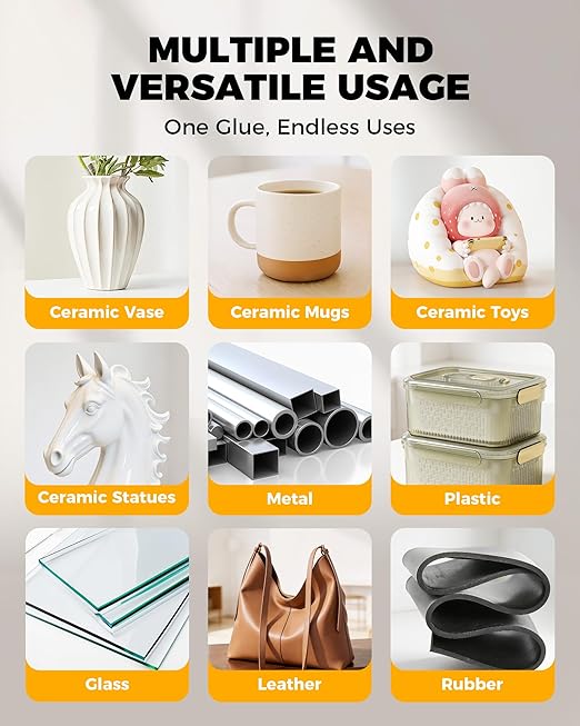 Super Glue for Ceramic Liquid,【Invisible & Dual Molecular Lock Tech】 Clear Ceramic Repair Glue, CA Glue for Plastic Glass Metal Etc, 40ML Thin Low-Viscosity Cyanoacrylate Instant Glue Quick Dry