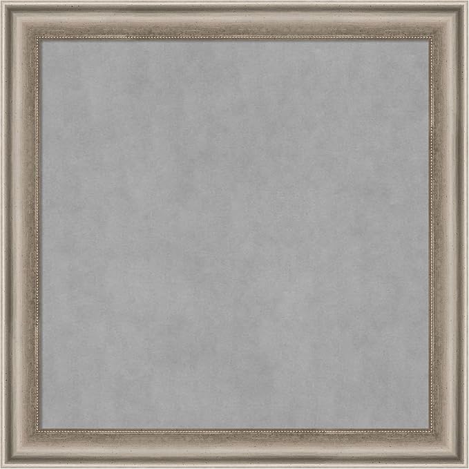 Amanti Art Silver Framed Magnetic Board 14x14 X-Small Vision Board for use with Magnets, 100% Metal Sheet to Display Items as Office Decor or for Home Organization in mudroom, Kitchen or Kids Room