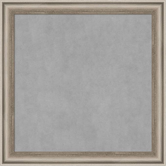 Amanti Art Silver Framed Magnetic Board 14x14 X-Small Vision Board for use with Magnets, 100% Metal Sheet to Display Items as Office Decor or for Home Organization in mudroom, Kitchen or Kids Room