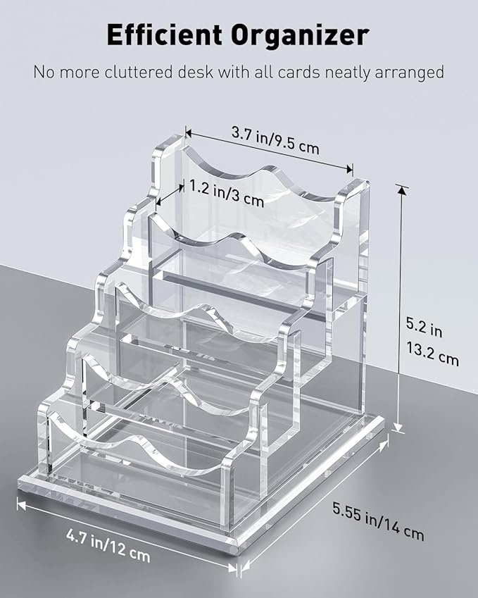 Uniclife Acrylic Business Card Holder for Desk 4 Slots Clear Horizontal Business Card Display Stand for Men & Women Desktop Name Card Organizer Card Stand for Office Home Exhibition, 240 Card Capacity