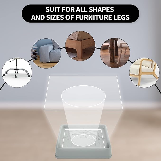 Furniture Coasters,8 Pcs 3" Furniture Caster Cups-Non Slip Furniture Pads Hardwoods Floors-Non Skid Furniture Grippers,Anti Slide Floor Protector for Bed Couch Stoppers