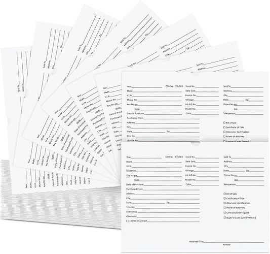 120 Pcs 9 x 12 In Vehicle Dealer Jackets for Car Sales 32lb Colored Printed Deal Envelopes Dealership Supplies File Jackets Automotive Folders for Car Dealerships (White)