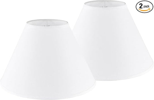 GO&SO 2pcs Pure White Large Lamp Shades,Empire Lamp Shade 6.5" Top x 16.3" Bottom x 10.5" High,Replacement Lamp Shade for Table Lamp,Floor Lamp,Natural Linen Hand Crafted Lamp Cover, Assembly Required