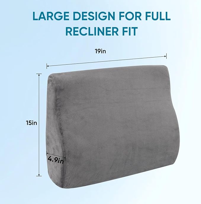 AHUAWA Lumbar Support Pillow for Recliner Chair and Couch, Memory Foam Back Cushion Ergonomic Back Support Pillow for Lower Back Pain Relief, with Soft Velvet