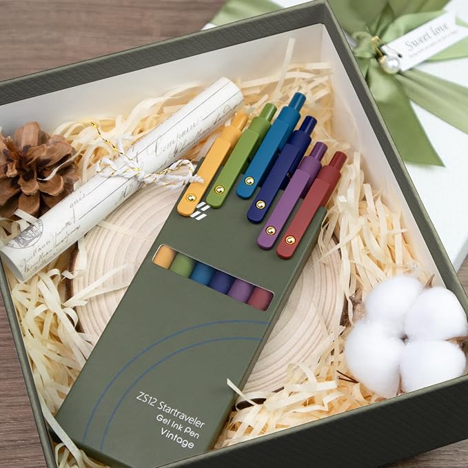 UIXJODO Gel Pens, 6 Pack Gold Retro 0.5mm Black Ink Pens Fine Point Smooth Writing Pens for School Office Supplies, Gifts for Women Girls