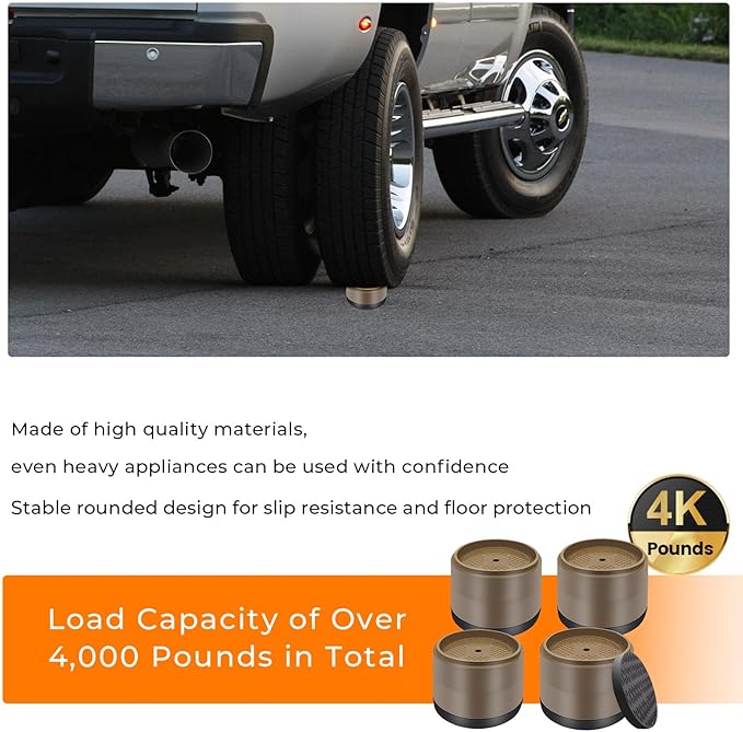 Furniture Risers Bed Risers Heavy Duty 1 inch, 2 inch, 3 inch, 4 inch Round Adjustable Bed Lifts Riser for Desk Legs Table Couch Sofa Chair Refrigerator Washing Machine (1 Inch, Brown, 8 Pack )