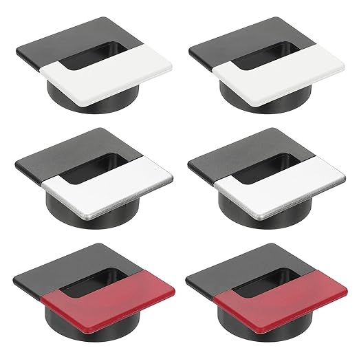 PATIKIL 2.8inch Desk Grommet, 6Pcs Cable Grommet Wire Management Cable Hole Cover Cord Organizer for Office Home Table Countertop, Black/Red Black/White Black/Silver