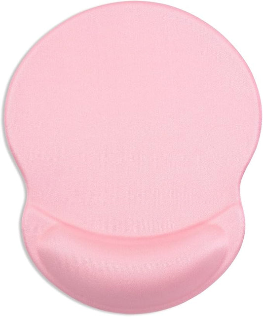 ITNRSIIET Ergonomic Mouse Pad with Gel Wrist Support Small Wrist Rest Smooth Surface Non-Slip PU Base Comfortable Office Supplies Pain Relief, 8.7 x 7.2 inches, Pink
