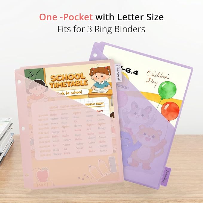 6-Tab Letter Size Dividers for 3 Ring Binder, Wheat Straw Binder Dividers with One Pocket, 6 Pastel Colors, Perfect for School, Office Supplies (1)