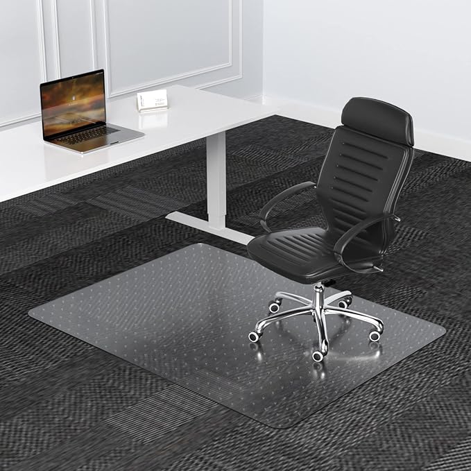 Office Chair Mat for Carpets - 35” x 55” Clear Carpet Chair Mats for Low Pile Carpeted Floors Home Office, Studded Floor Mat for Office Chair on Carpet