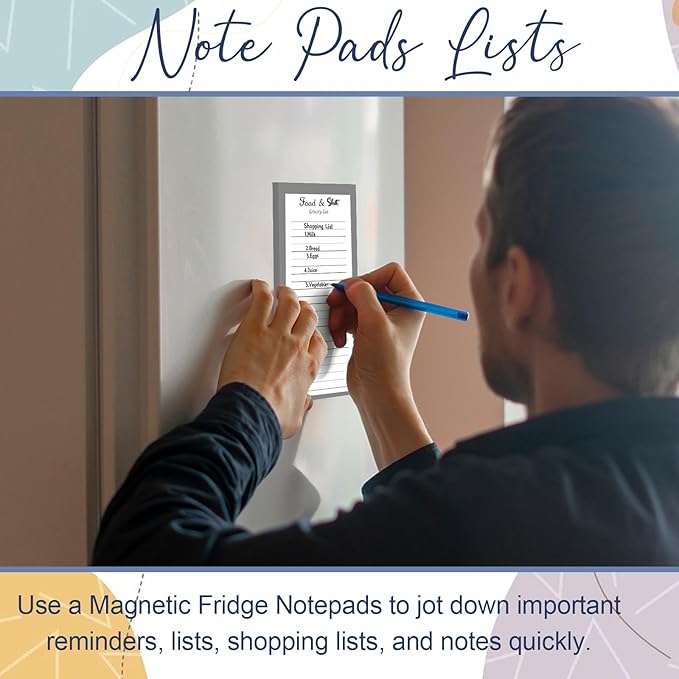 Utron 2 Pack Magnetic Notepads for Refrigerator, 100 Pages/Book Grocery List Magnet Pad for Fridge, Design Magnetic Grocery List Pad for Fridge, Grocery List Notepad, to-Do Memos, List(8 x 20.3cm)