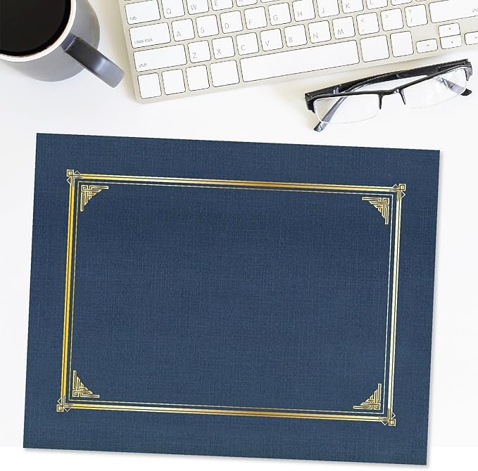 Geographics Classic Linen Document Covers, 12.5” x 9.75”, Navy Blue (25 Pack)