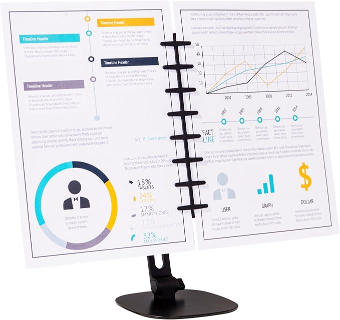 Note Tower Desktop Titan Document Holder for Typing | Compact 2 Page Paper Holder Stand for Desk | Document Stand Holds Copy Paper, Photos & Post Notes | for Fast Typing, Studying & Presenting