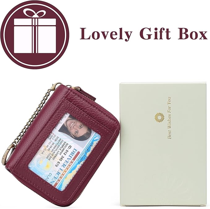 GOIACII Small Genuine Leather Wallet for Women, RFID Blocking Card Holder Wallet