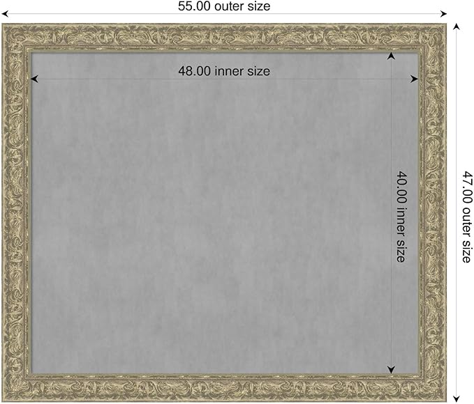 Amanti Art Silver Framed Magnetic Board 47x55 Oversize Vision Board for use with Magnets, 100% Metal Sheet to Display Items as Office Decor or for Home Organization in mudroom, Kitchen or Kids Room