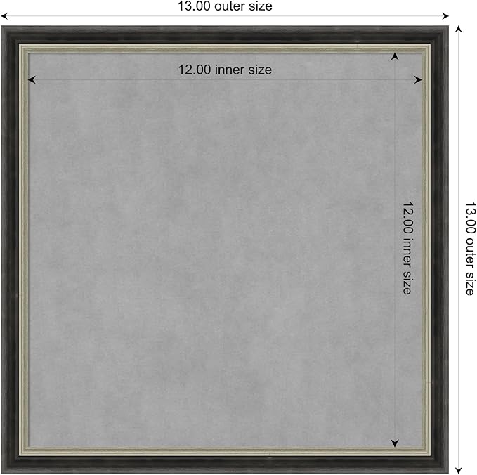 Amanti Art Black Framed Magnetic Board 13x13 X-Small Vision Board for use with Magnets, 100% Metal Sheet to Display Items as Office Decor or for Home Organization in mudroom, Kitchen or Kids Room