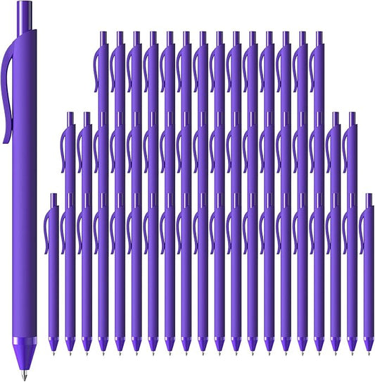 JIMMIDDA 52 Pcs Pens Bulk - 1.0MM Ballpoint Pens Purple Ink | Medium Point Smooth Writing, No Bleed Retractable Ball Point Pen for Office School (Purple - 52Pcs)