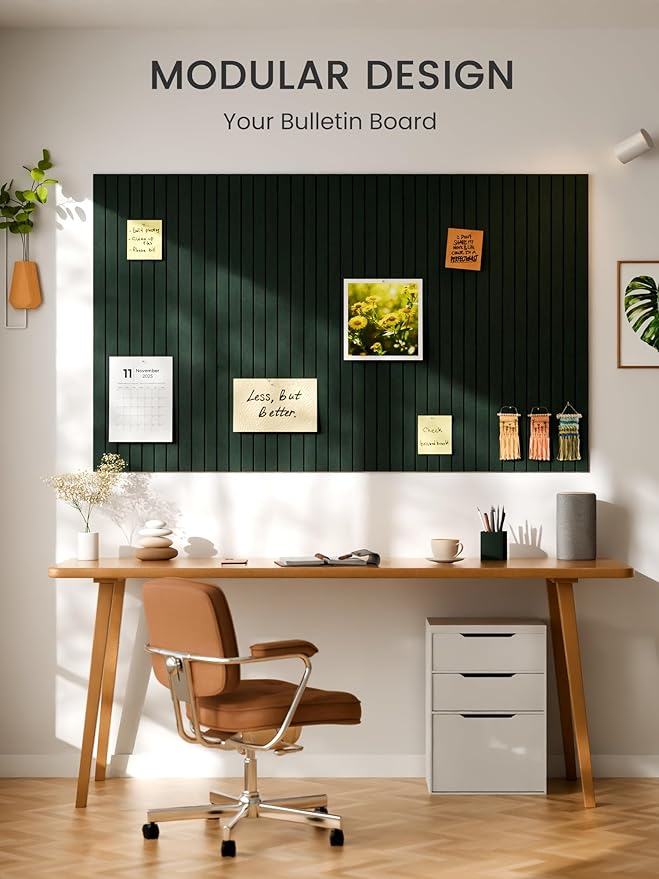 Bumusty Large Felt Bulletin Board 48" x 36" Cork Board Alternative-12 Pack with 70 Safe Removable Adhesive Tabs, Cork Boards for Walls Cork Board for Home Office Classroom Pin Board (Aurora Green)