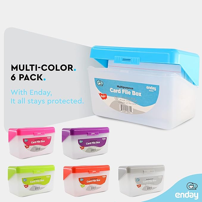 Enday Index Card Holder Blue, 3x5 Note Flash Card Organizer Case, Index Card File w/flip top, Notecard Recipe, Holder, Holds 250 Cards, Also Available in Purple, Red, Green, Grey, Pink (1 PC)