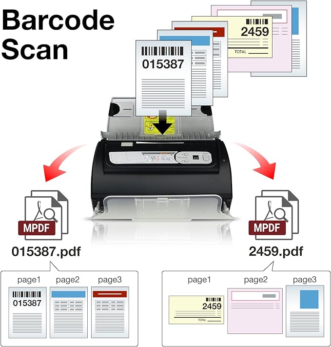 Plustek PS186 Desktop Document Scanner, with 50-Pages Auto Document Feeder (ADF). for Windows 7/8 / 10/11 (Intel/AMD only)