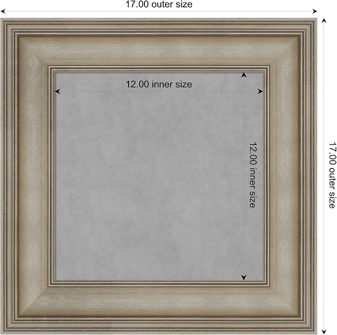 Amanti Art Silver Framed Magnetic Board 17x17 X-Small Vision Board for use with Magnets, 100% Metal Sheet to Display Items as Office Decor or for Home Organization in mudroom, Kitchen or Kids Room