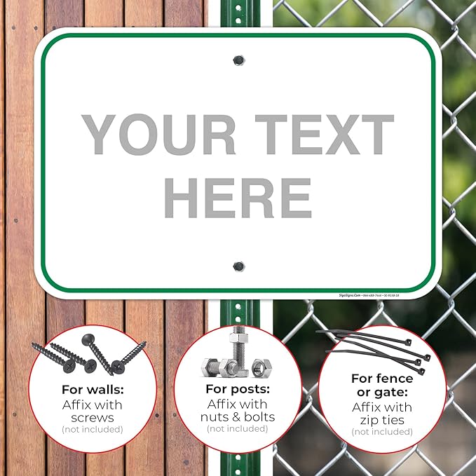 Custom Sign, Personalized Metal Signs, Customize for Office, Business, Workplace, Home, Airbnb, Delivery Green Signs, 12x18 Inches, Rust Free .063 Aluminum, Fade Resistant, Made in USA by Sigo Signs