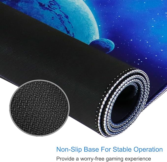 Naukay Gaming Mouse Pad, 31.5x15.7 inch Large Extended Computer Keyboard Mouse Mat, Water Resist Non-Slip Mousepad Rubber Base Long XXL Gaming Mousepad for Work, Office & Home, Space