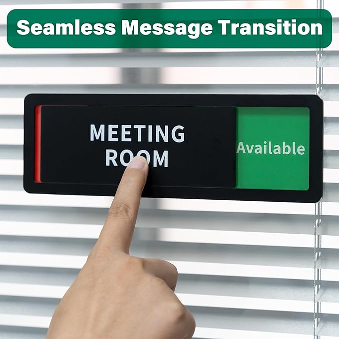 Conference Room Office Door Sign Do Not Disturb,Versatile In-Use/Available Slider Sign for Business Home, Meeting Vacant Occupied Privacy Room Sign,Frosted Black 8" x 2.6"