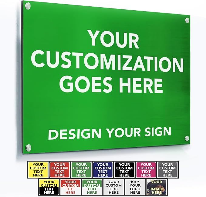 Custom Metal Signs, Personalized Aluminum, Customized Safety, Business Signs, Waterproof Outdoor, White Aluminum (Green, 30x24 In)