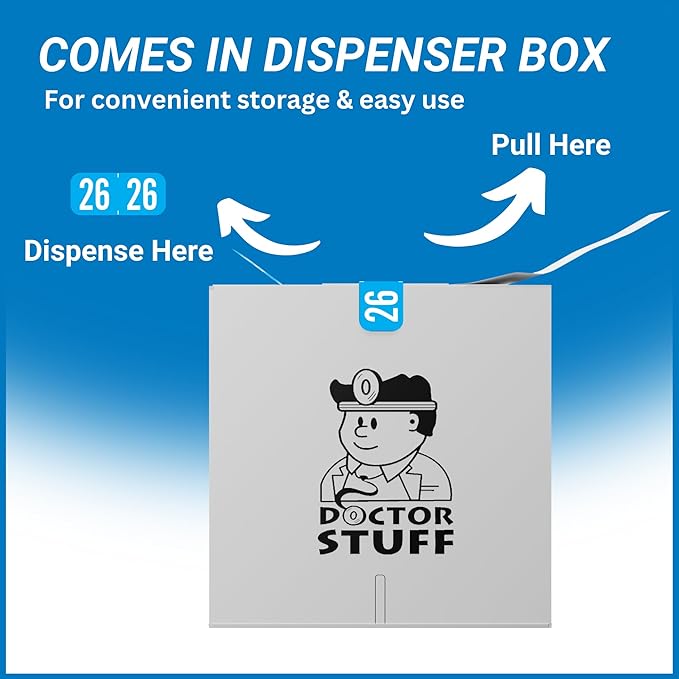 MINI 2026 Year Stickers, Doctor Stuff 2026 Chart Stickers, Light Blue Color Coded, Tab 1287 Style, USA Made Year Labels for End Tab File Folders, 500 Labels/Roll in a Dispenser Box, 1/2" x 1-1/8"