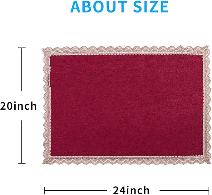 MINJIATEX Couch arm Covers,Non-Slip lace Sofa arm Covers Set of 2 Washable Sofa armrests Covers for Living Room Recliner Chair arm Cover Protectors for Leather Sofa armrest slipcover (GYDF-RED)