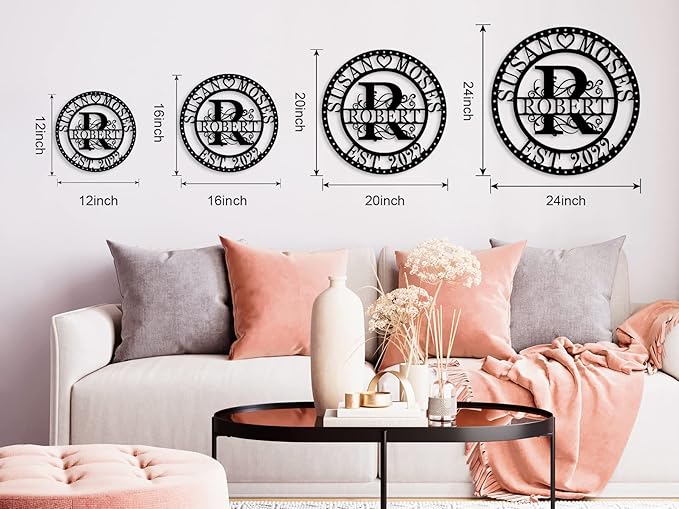 Personalized Metal Sign Monogram Wall Decor Last Name Sign Personalized Signs for Home Decor Custom Metal Signs Metal Wall Art Established Sign Family Name Sign Anniversary Wedding Gift for Couple