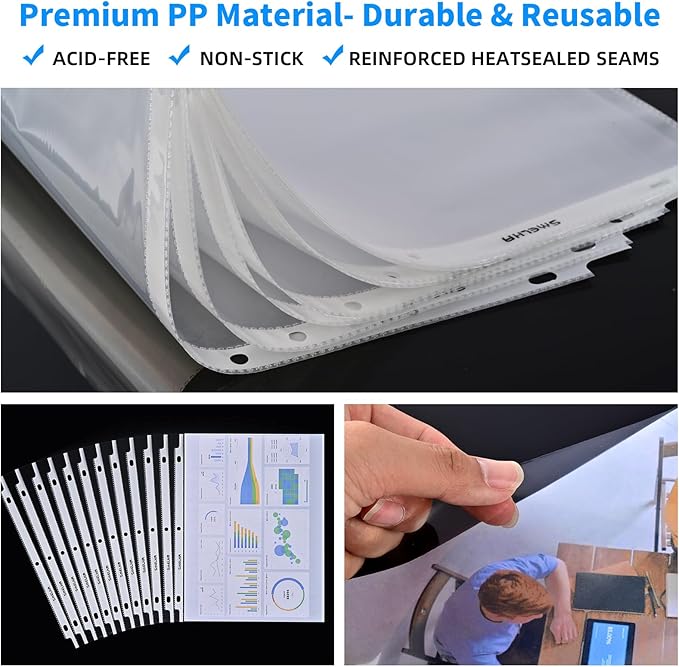 Sheet Protectors 400 Page,Page Protector 8.5" x 11" ，Upgraded Clear Plastic Page Protectors,for 3 Ring Binder, Top Loading Paper Protector with Reinforced Holes,Holds Multiple Sheets，Letter Size
