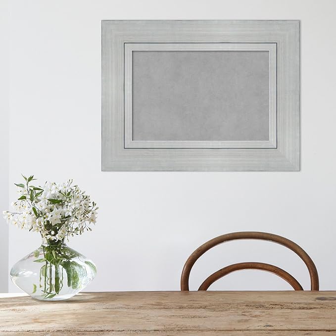 Amanti Art Silver Framed Magnetic Board 19x25 Small Vision Board for use with Magnets, 100% Metal Sheet to Display Items as Office Decor or for Home Organization in mudroom, Kitchen or Kids Room