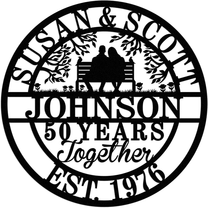 Personalized Wedding Anniversary Sign Gifts, Custom 50th 40th 65th 60th 25th 70th Anniversary Metal Sign, Wedding Gifts for Couples, Custom Name Sign, House Warming Gifts New Home