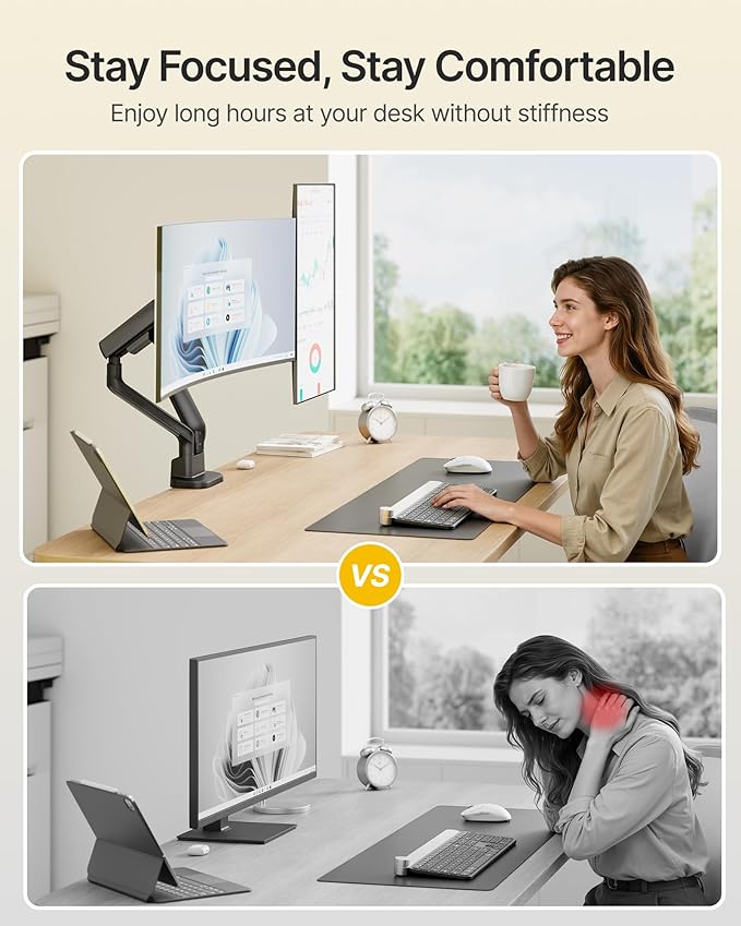 monTEK Dual Monitor Arm, Mechanical Spring Monitor Arm for 17-35" Screens, Adjustable Monitor Desk Mount Each Holds up to 24.2 lbs with C Clamp/Grommet Desk Mount, VESA 75/100mm, MA1011BK-D