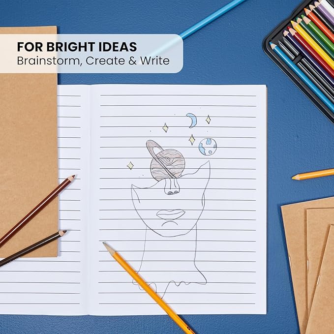 Lined Kraft Journals Bulk Set, 24 Pack 8.5x11 Inch, 48 Pages Each – A4 Writing Notebooks with 250gsm Cover & 120gsm Paper, Ideal for School, Office, Travel, and Creative Journaling Projects