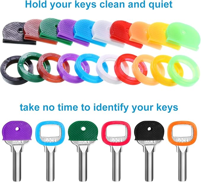 Blulu 80 Pieces 1Inch Colored Key Covers Caps Tags Covers Set Plastic Key Color Identifier Rings Toppers(Classic Color)